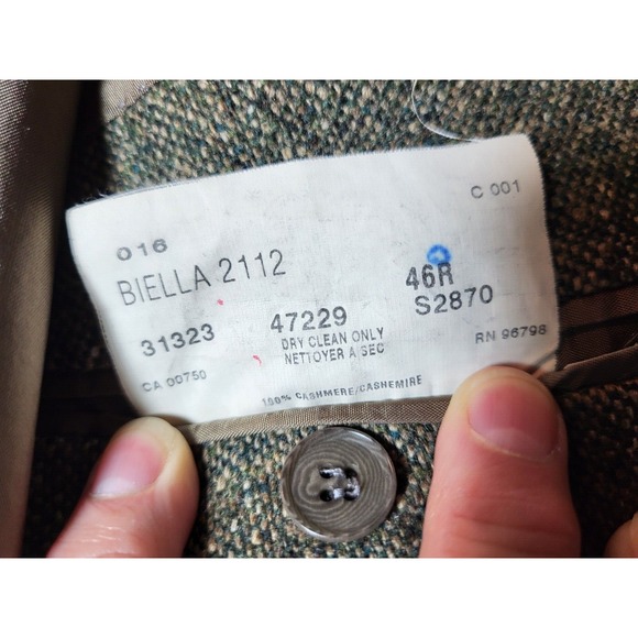 Bespoke Luca diMarco Tweed Olive Green Cashmere Blazer Cloth Ermengildo Zenga 46 - Picture 7 of 14